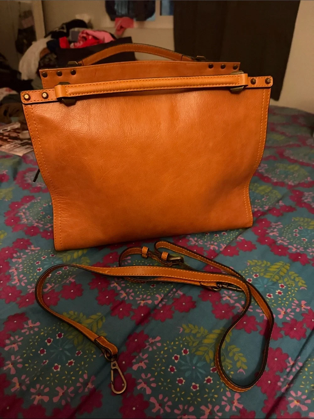 C&C California Orange Leather Top-Handle Satchel NWOT